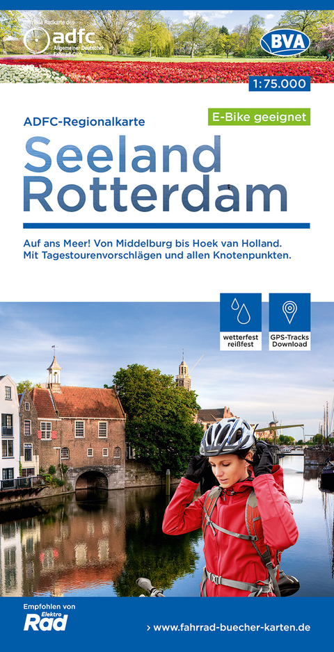 ADFC-Regionalkarte Seeland Rotterdam, 1:75.000, mit Tagestourenvorschl&auml;gen, rei&szlig;- und wetterfest, E-Bike-geeignet, mit Knotenpunkten, GPS-Tracks Download