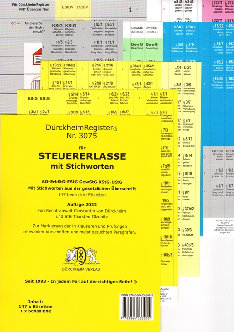 D&uuml;rckheimRegister&reg; STEUERERLASSE MIT Stichworten - Thorsten Glaubitz, Constantin von D&uuml;rckheim