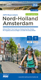ADFC-Regionalkarte Nord-Holland Amsterdam, 1:75.000, mit Tagestourenvorschl&auml;ge, rei&szlig;- und wetterfest, E-Bike-geeignet, mit Knotenpunkten, GPS-Tracks Download
