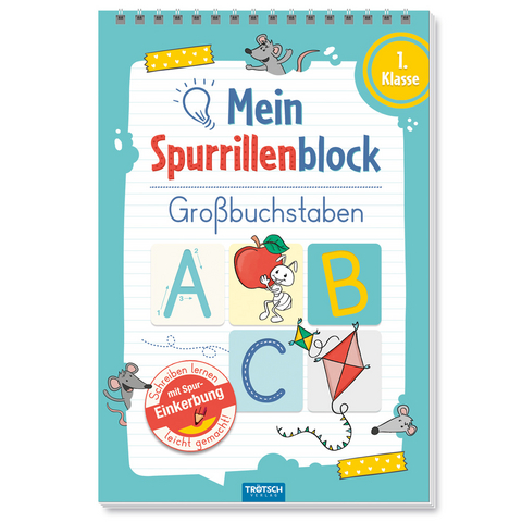 TRÖTSCH - Spurrillenblock "Großbuchstaben" | Übungsbuch mit vorgeprägten Linien zum Erlernen der Großbuchstaben. Übungsheft zum Buchstaben lernen, ideal für die Einschulung | 1. Klasse " - 