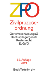 Zivilprozessordnung, mit Einführungsgesetz, Unterlassungsklagengesetz, Schuldnerverzeichnisführungsverordnung, Gerichtsverfassungsgesetz mit EinführungsG (Auszug), Gesetz über die Zwangsversteigerung und die - 