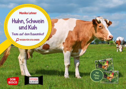 Huhn, Schwein und Kuh. Tiere auf dem Bauernhof. Kamishibai Bildkarten und Memospiel - Monika Lehner