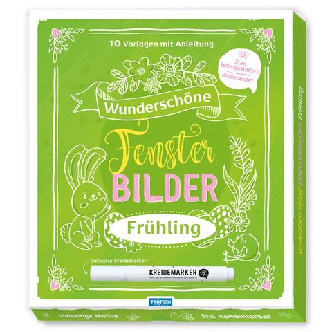 Tr&ouml;tsch Wundersch&ouml;ne Fensterbilder mit Kreidemarker Fr&uuml;hjahr Mappe mit Vorlagen und Kreidemarker - 