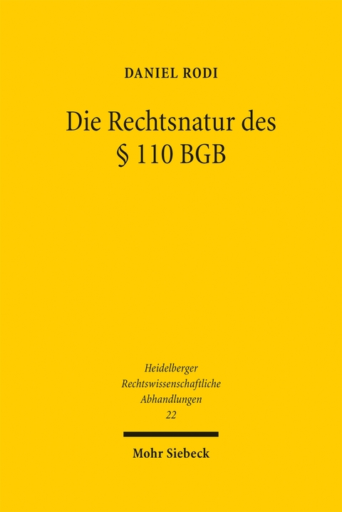 Die Rechtsnatur des § 110 BGB - Daniel Rodi