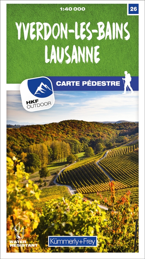 K&uuml;mmerly+Frey Wanderkarte 26 Yverdon-les-Bains, Lausanne 1:40.000