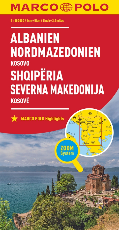 MARCO POLO L&auml;nderkarte Albanien, Nordmazedonien 1:500.000