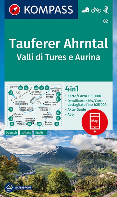 KOMPASS Wanderkarte 82 Tauferer Ahrntal, Valle di Tures e Aurina 1:50.000