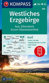 KOMPASS Wanderkarte 806 Westliches Erzgebirge, Aue, Eibenstock, Kurort Oberwiesenthal 1:50.000 - 