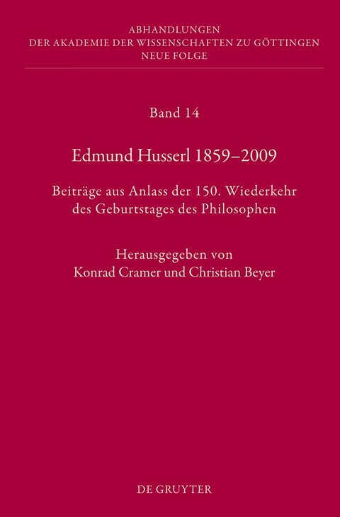 Edmund Husserl 1859&ndash;2009 - 