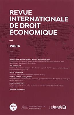 REVUE INTERNATIONALE DE DROIT ECONOMIQUE