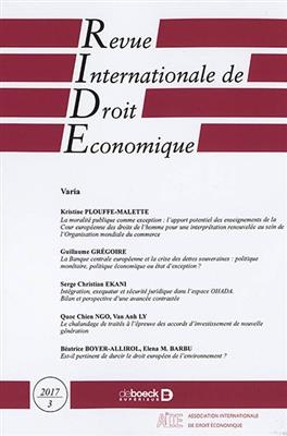 REVUE INTERNATIONALE DE DROIT ECONOMIQUE