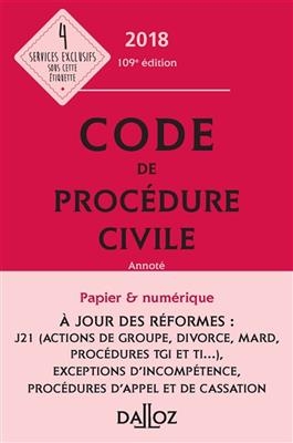 Code de proc&eacute;dure civile 2018, annot&eacute;