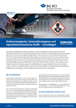 KB 024-1 Krebserzeugende, keimzellmutagene und reproduktionstoxische Stoffe - Grundlagen