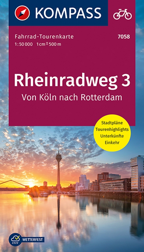 KOMPASS Fahrrad-Tourenkarte Rheinradweg 3, von K&ouml;ln nach Rotterdam 1:50.000