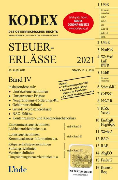 KODEX Steuer-Erl&auml;sse 2021, Band IV - Elisabeth Titz-Fr&uuml;hmann