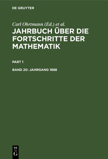 Jahrbuch über die Fortschritte der Mathematik / Jahrgang 1888 - 