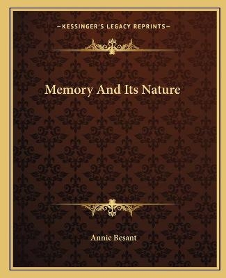 Memory And Its Nature - Annie Besant