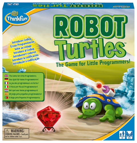 Robot Turtles, ein Kinderspiel bei dem Kinder ab 4 Jahre mit Spa&szlig; und spielerisch erstes Programmieren lernen.