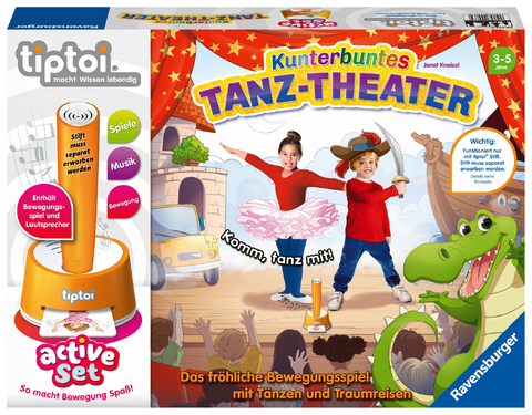 Ravensburger tiptoi&reg; Spiel 00073, ACTIVE Set Kunterbuntes Tanz-Theater, Bewegungsspiel ab 3 Jahren - Janet Kneisel