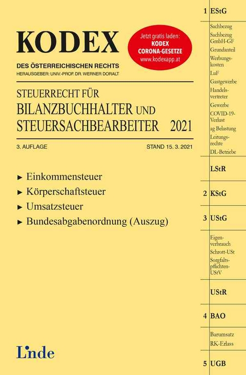 KODEX Steuerrecht f&uuml;r Bilanzbuchhalter und Steuersachbearbeiter 2021 - Klaus Hilber