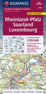KOMPASS Gro&szlig;raum-Radtourenkarte 3709 Rheinland-Pfalz - Saarland - Luxembourg 1:125.000