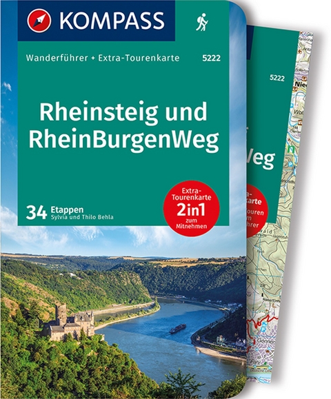 KOMPASS Wanderführer Rheinsteig RheinBurgenWeg, 60 Touren - Silvia und Thilo Behla
