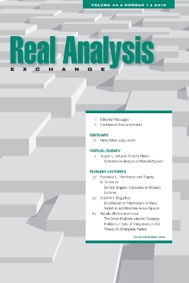 Real Analysis Exchange 44, No. 1 - 