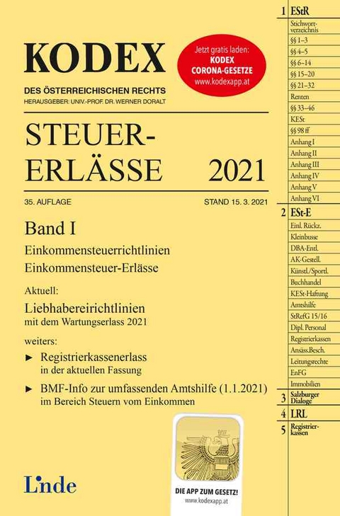 KODEX Steuer-Erl&auml;sse 2021, Band I - Elisabeth Titz-Fr&uuml;hmann