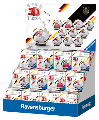 Ravensburger 3D Puzzle 94605 - 24er Verkaufskassette DFB Spieler - 11 Motive - 54 Teile - für Fußball Fans ab 6 Jahren