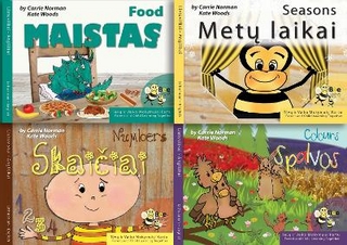 4 Book Set: An introduction to Colours, Numbers, Seasons and Food. English/Lithuanian Bilingual Books