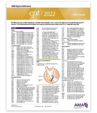 CPT Express Reference Coding Card 2022: OMS/Dental