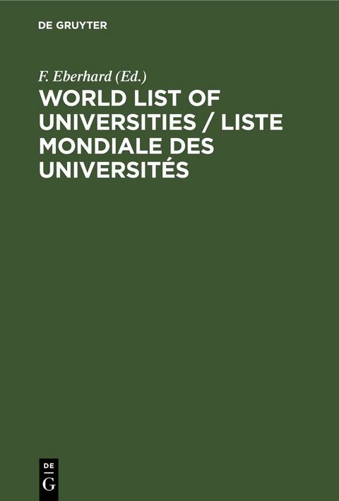 World List of Universities / Liste Mondiale des Universit&eacute;s - 