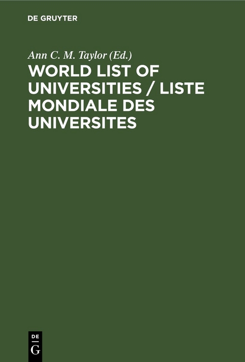 World List of Universities / Liste Mondiale des Universites - 