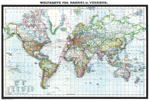 Hist. WELTKARTE - Handel und Verkehr - Oktober 1941 [gerollt]