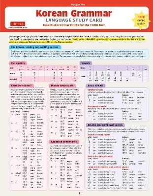 Korean Grammar Language Study Card - Woojoo Kim