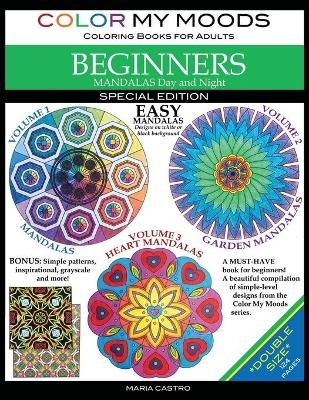 Color My Moods Coloring Books for Adults, Mandalas Day and Night for BEGINNERS / Double Size