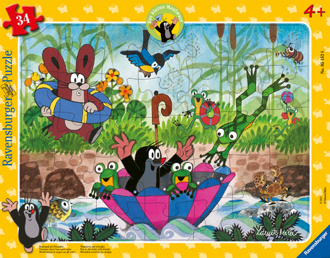 Ravensburger Kinderpuzzle - 05152 Badespa&szlig; mit Freunden - Rahmenpuzzle f&uuml;r Kinder ab 4 Jahren, Der kleine Maulwurf Puzzle mit 34 Teilen