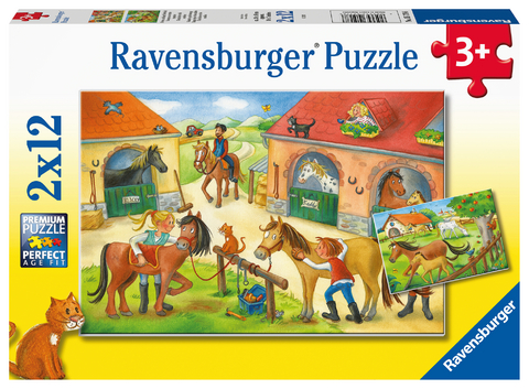 Ravensburger Kinderpuzzle - 05178 Ferien auf dem Pferdehof - Puzzle f&uuml;r Kinder ab 3 Jahren, mit 2x12 Teilen