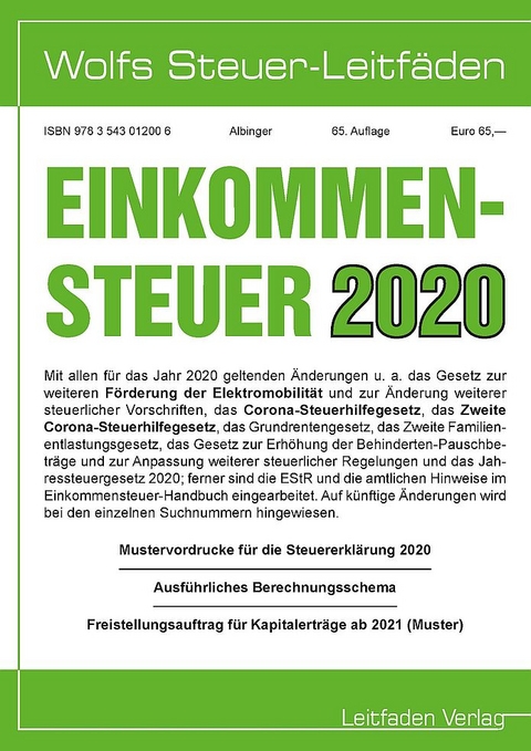 Einkommensteuer f&uuml;r 2020 - Bert Albinger