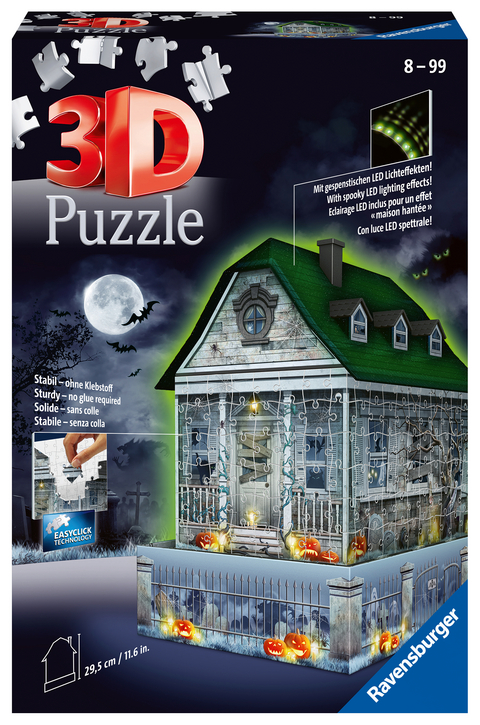 Ravensburger 3D Puzzle Gruselhaus bei Nacht 11254 - 216 Teile - f&uuml;r Halloween Fans ab 8 Jahren