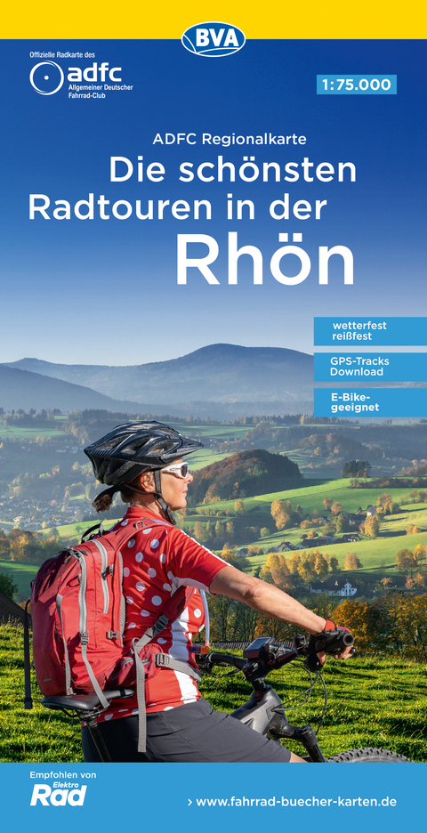 ADFC-Regionalkarte Die sch&ouml;nsten Radtouren in der Rh&ouml;n, 1:75.000, mit Tagestourenvorschl&auml;gen, rei&szlig;- und wetterfest, E-Bike-geeignet, GPS-Tracks-Download