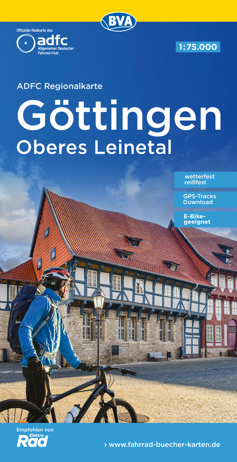 ADFC-Regionalkarte G&ouml;ttingen Oberes Leinetal, 1:75.000, mit Tagestourenvorschl&auml;gen, rei&szlig;- und wetterfest, E-Bike-geeignet, GPS-Tracks Download