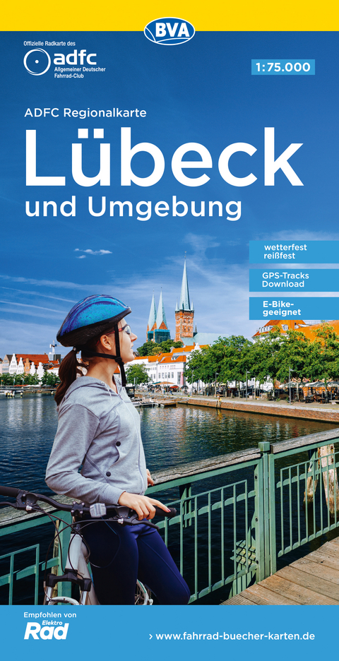 ADFC-Regionalkarte L&uuml;beck und Umgebung, 1:75.000, mit Tagestourenvorschl&auml;gen, rei&szlig;- und wetterfest, E-Bike-geeignet, GPS-Tracks-Download