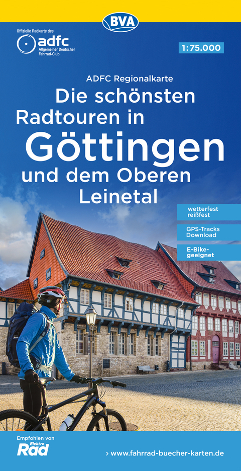 ADFC-Regionalkarte Die sch&ouml;nsten Radtouren in G&ouml;ttingen und dem Oberen Leinetal, mit Tagestourenvorschl&auml;gen, 1:75.000, rei&szlig;- und wetterfest, E-Bike-geeignet, GPS-Tracks Download