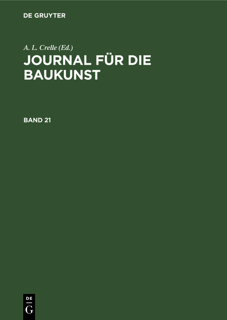 Journal f&uuml;r die Baukunst / Journal f&uuml;r die Baukunst. Band 21 - 