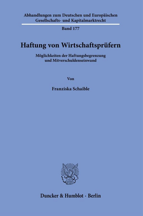 Haftung von Wirtschaftspr&uuml;fern. - Franziska Schaible