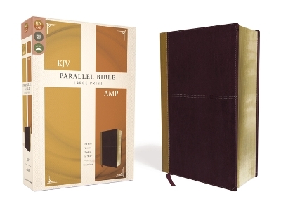KJV, Amplified, Parallel Bible, Large Print, Leathersoft, Tan/Burgundy, Red Letter -  Zondervan