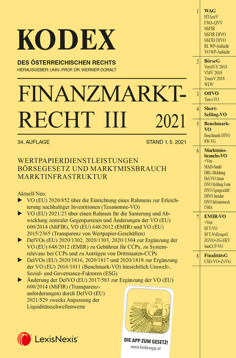 Kodex Finanzmarktrecht Band III 2021 - 