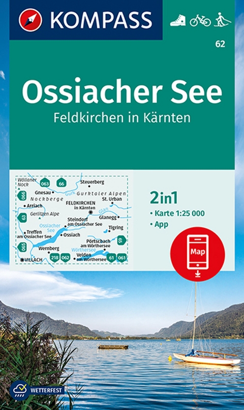 KOMPASS Wanderkarte 62 Ossiacher See, Feldkirchen in K&auml;rnten 1:25.000