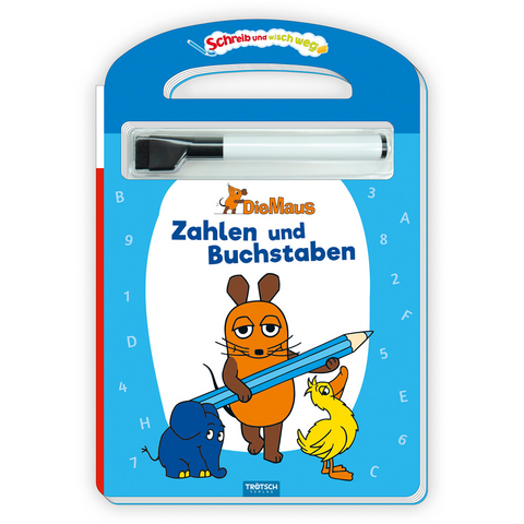 Tr&ouml;tsch Die Maus Schreib und wisch weg Pappenbuch Zahlen und Buchstaben - 